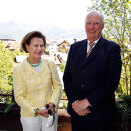Kong Harald og Dronning Sonja på pressemøtet mot avslutningen av statsbesøket til Slovenia  (Foto: Lise Åserud / Scanpix)